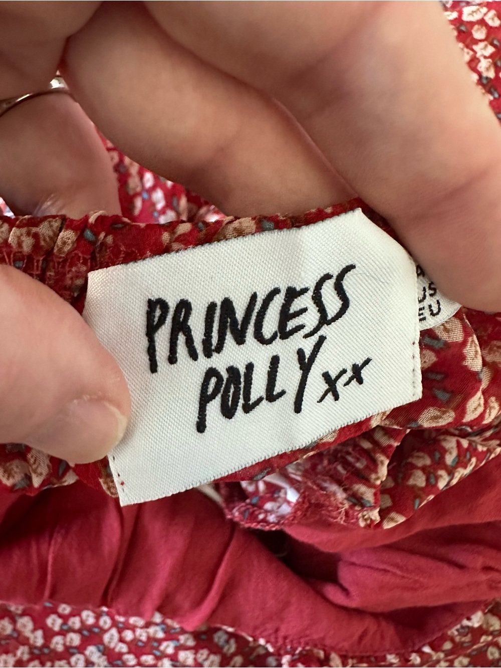 Princess Polly Red Floral Tie Strap Smocked Mini Dress US 0 - Picture 4 of 5